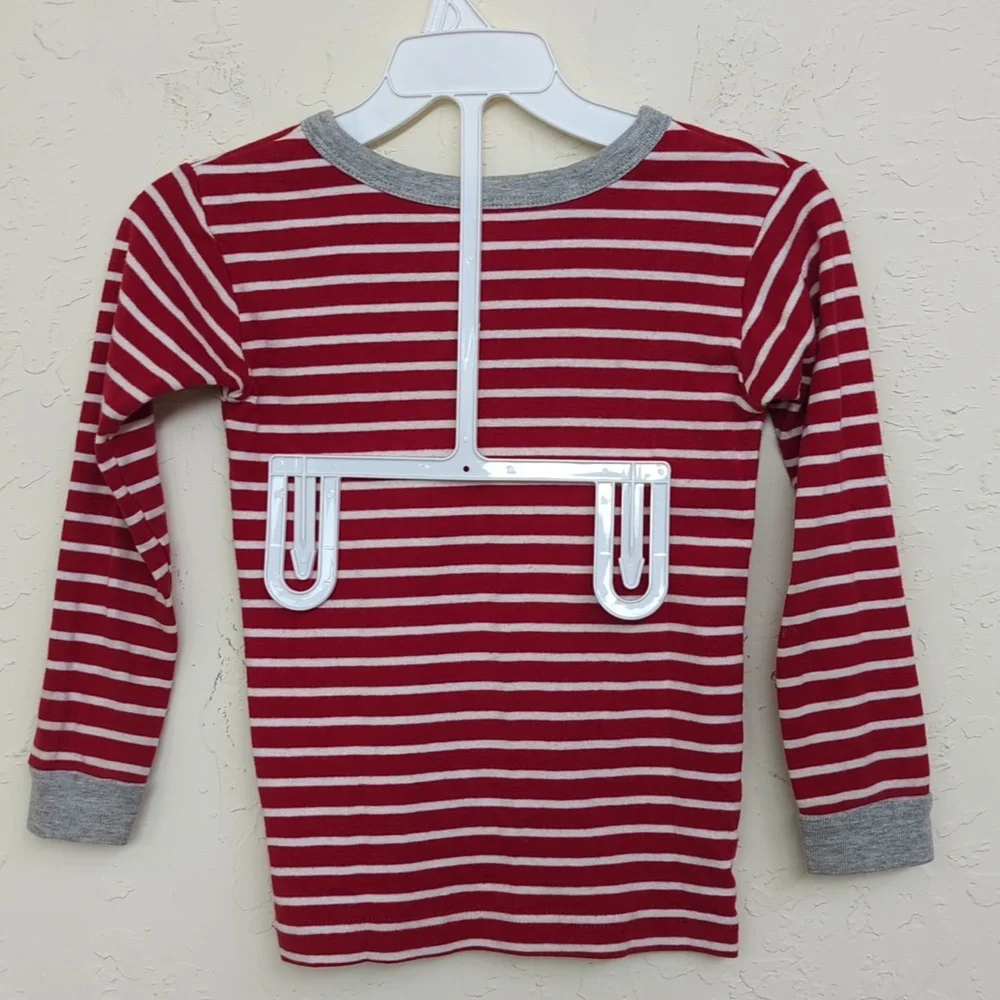 GAP Kids Red and Gray Striped Long Sleeve Henley Top and Pants Pajama Set Size 4